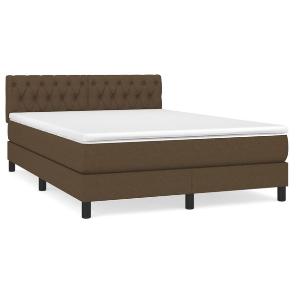 vidaXL Sommier &agrave; lattes de lit avec matelas Marron fonc&eacute; 140x190 cm