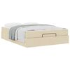 vidaXL Cadre de lit avec matelas avec matelas 2 pcs Cr&egrave;me tissu
