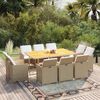 vidaXL Ensemble &agrave; manger de jardin coussins 11pcs R&eacute;sine tress&eacute;e Beige