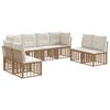 vidaXL Ensemble de canap&eacute;s d'ext&eacute;rieur 8 pcs Naturel Polyester