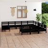 vidaXL Salon de jardin 11 pcs Noir Bois de pin massif