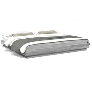 vidaXL Cadre de lit sans matelas sonoma gris 200x200 cm