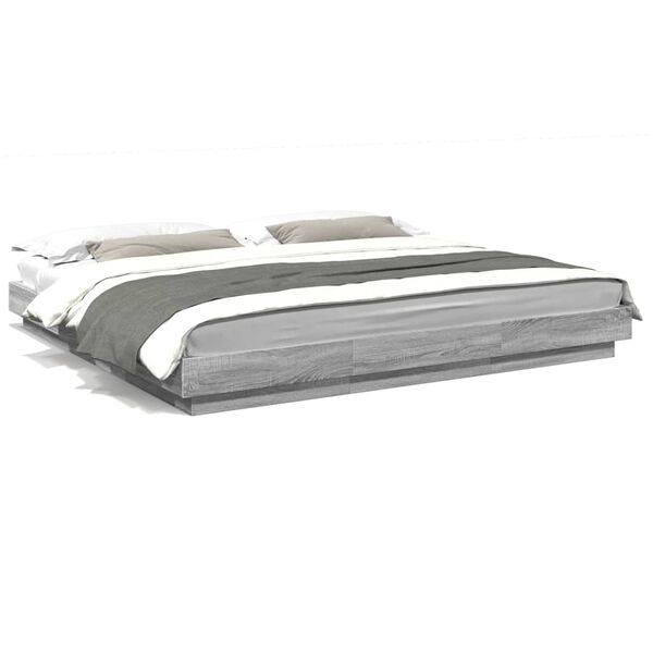 vidaXL Cadre de lit sans matelas sonoma gris 200x200 cm