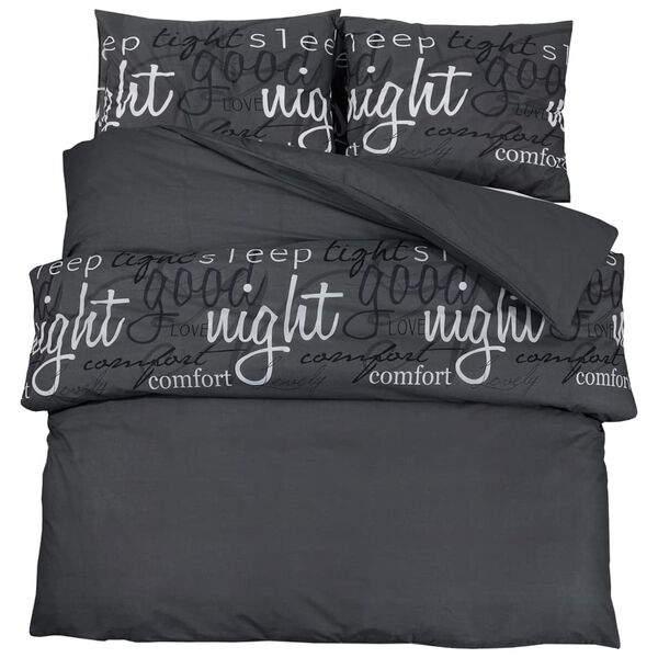 vidaXL Ensemble de housse de couette Noir 260x220 cm Coton