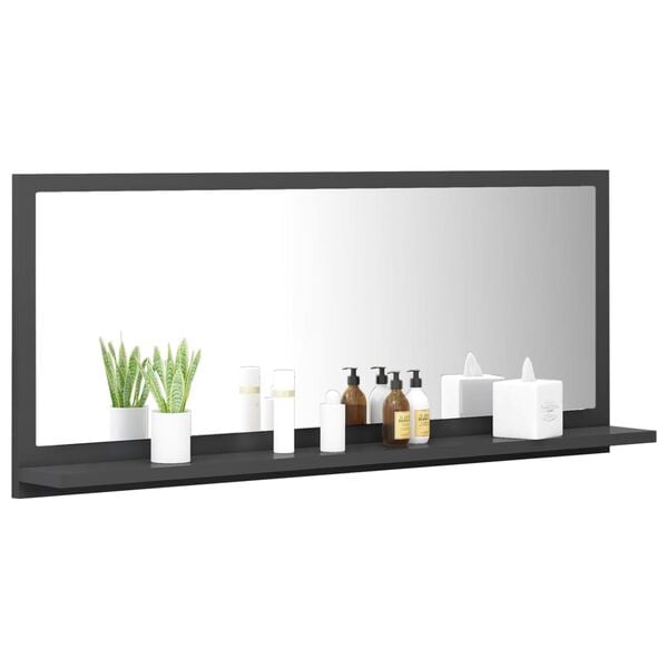vidaXL Miroir de salle de bain Gris 90x10,5x37 cm Agglom&eacute;r&eacute;