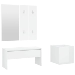 vidaXL Ensemble de meubles de couloir Blanc brillant Bois d'ing&eacute;nierie