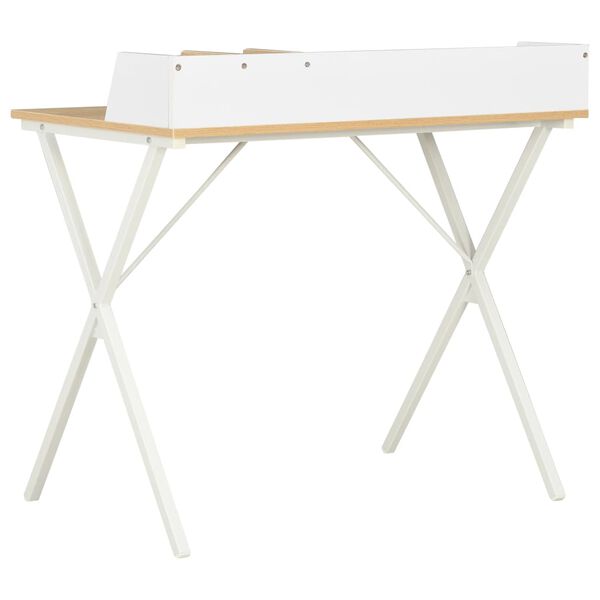 vidaXL Bureau Blanc et naturel 80x50x84 cm