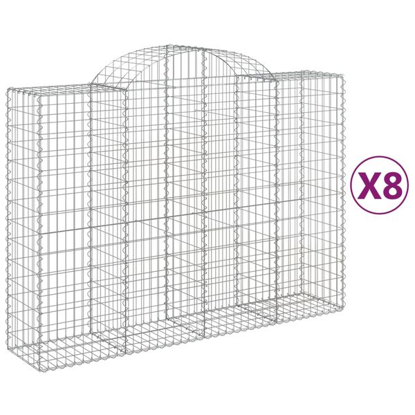 vidaXL Paniers &agrave; gabions arqu&eacute;s 8 pcs 200x50x140/160 cm Fer galvanis&eacute;