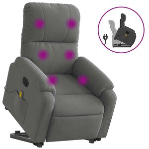 vidaXL Fauteuil inclinable de massage gris fonc&eacute; tissu microfibre