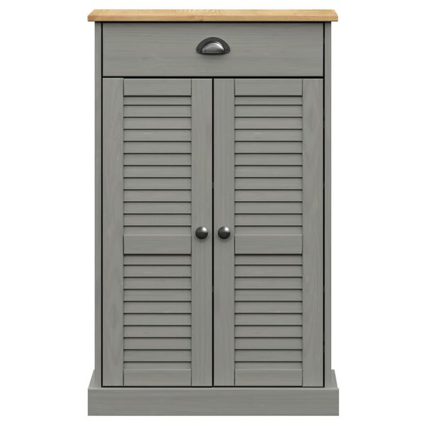 vidaXL Armoire à chaussures VIGO gris 60x35x96 cm bois massif de pin