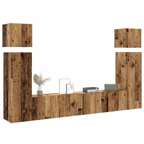 vidaXL Ensemble de meuble TV mural 8 pcs vieux bois bois d'ing&eacute;nierie