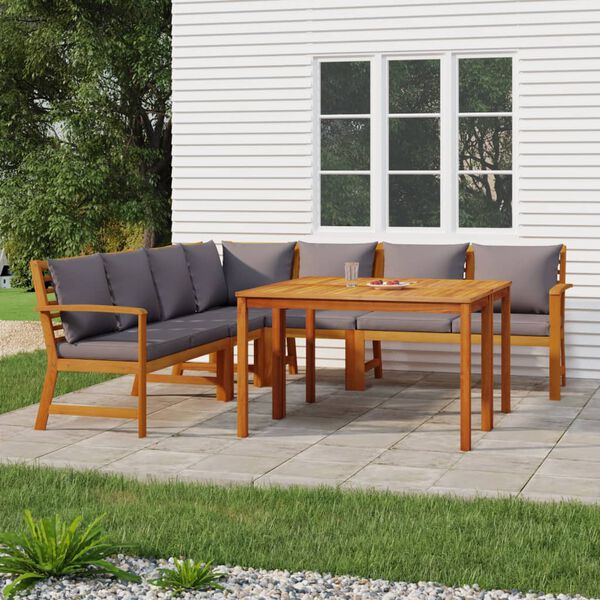 vidaXL Ensemble à manger de jardin coussins 7 pcs Bois acacia