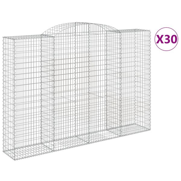 vidaXL Paniers &agrave; gabions arqu&eacute;s 30 pcs 300x50x200/220 cm Fer galvanis&eacute;