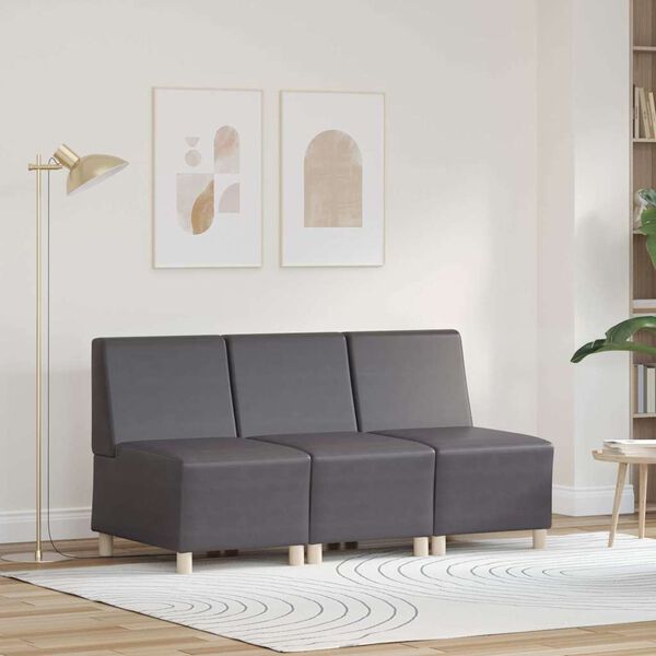 vidaXL Unit&eacute; de Sofa Modulaire Sans Accoudoirs 3 pcs Gris