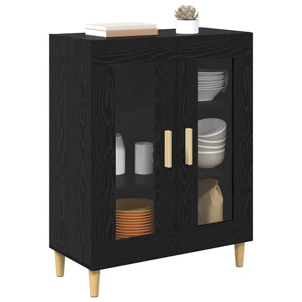 vidaXL Buffet Ch&ecirc;ne noir 69,5 x 34 x 90 cm Bois d'ing&eacute;nierie