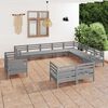 vidaXL Salon de jardin 12 pcs Bois de pin massif Gris