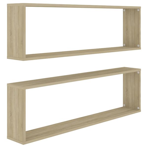 vidaXL &Eacute;tag&egrave;res cube murales 2 pcs ch&ecirc;ne sonoma bois d'ing&eacute;nierie