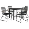 vidaXL Ensemble à manger de jardin 5 pcs Noir Rotin PVC