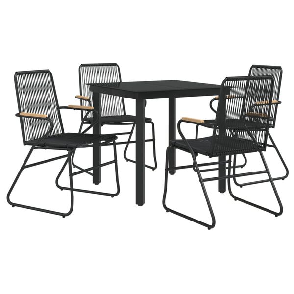 vidaXL Ensemble à manger de jardin 5 pcs Noir Rotin PVC
