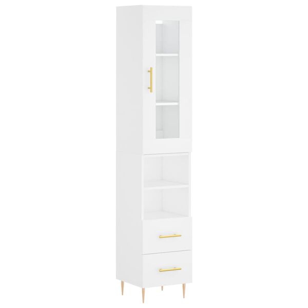vidaXL Buffet haut Blanc 34,5x34x180 cm Bois d'ingénierie