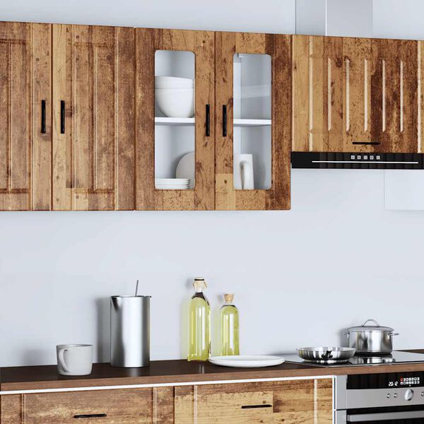 vidaXL Armoire murale de cuisine avec porte en verre Porto vieux bois