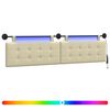 vidaXL T&ecirc;te de lit suspendue Avec lumi&egrave;re LED Cr&egrave;me Simili cuir