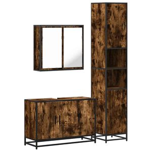 vidaXL Ensemble de meubles de salle de bain 3 pcs Ch&ecirc;ne fum&eacute;