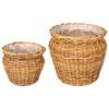 vidaXL Panier de Plante GENDT 2 pi&egrave;ces Brun Naturel Rattan Kubu