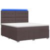 vidaXL Lit boxspring LED avec matelas Marron fonc&eacute; 160 x 200 cm Tissu