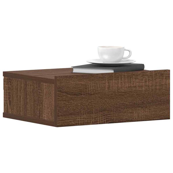 vidaXL Table de chevet flottante Ch&ecirc;ne marron 40x30x15 cm