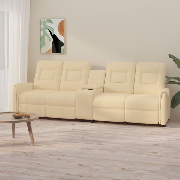 vidaXL Fauteuil de massage inclinable et porte-gobelet 4 places crème