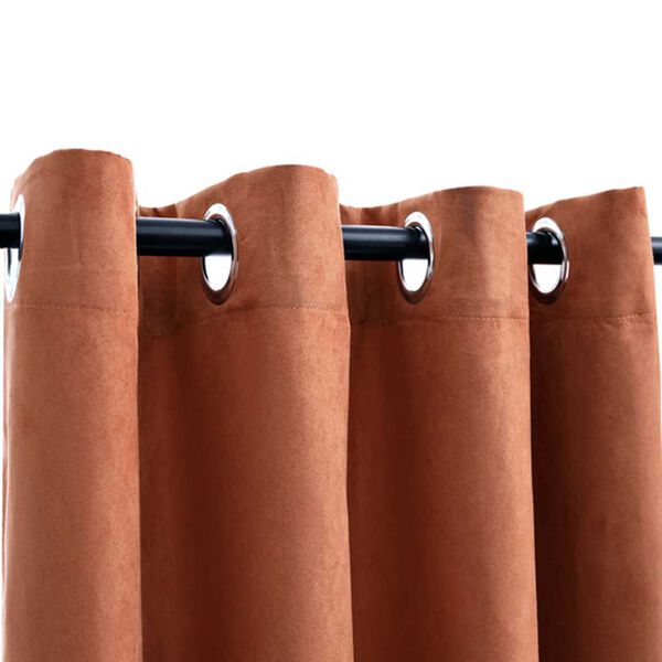 vidaXL Rideaux occultants et anneaux en m&eacute;tal 2 pcs Rouille 140x175 cm