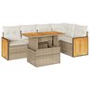 vidaXL Salon de jardin 6 pcs avec coussins beige r&eacute;sine tress&eacute;e acacia