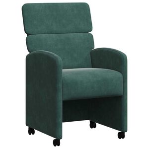 vidaXL Chaises de Salle &agrave; Manger avec Roues 2 pcs Vert fonc&eacute; Velours