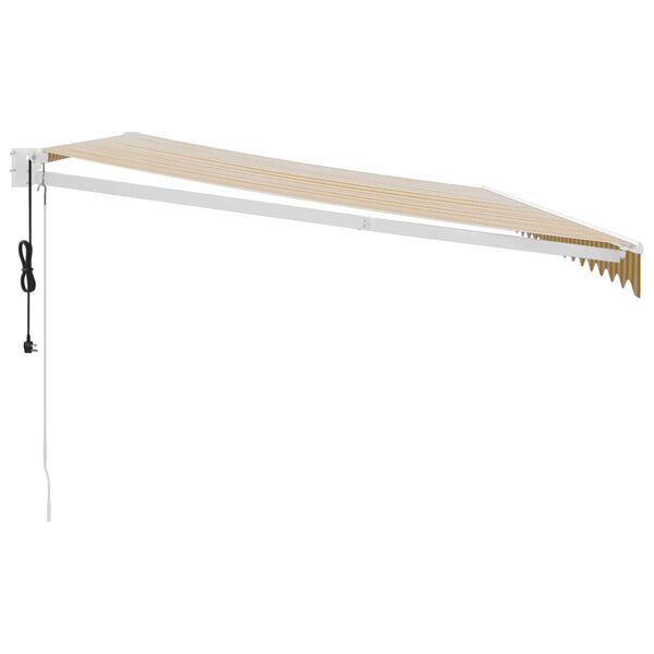 vidaXL Auvent r&eacute;tractable automatique jaune et blanc 5x3 m