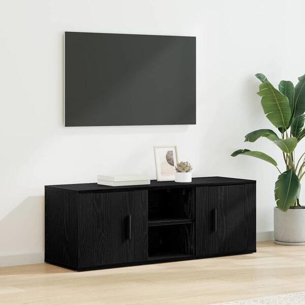vidaXL Meuble TV Ch&ecirc;ne noir 100 x 31,5 x 35 cm Bois d'ing&eacute;nierie
