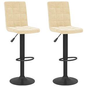 vidaXL Tabourets de bar lot de 2 cr&egrave;me velours