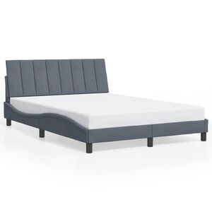 vidaXL Cadre de lit sans matelas Hanko gris fonc&eacute; 140x200 cm velours