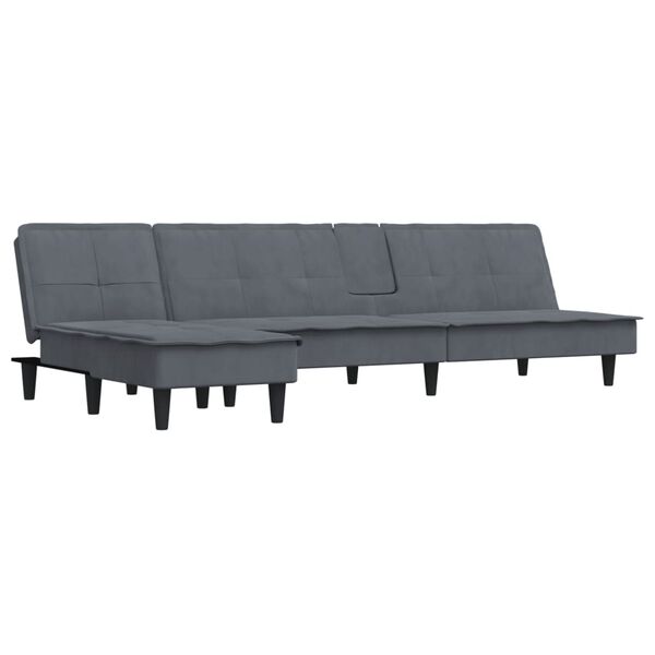vidaXL Canap&eacute;-lit en forme de L gris 255x140x70 cm velours