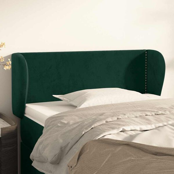 vidaXL T&ecirc;te de lit avec oreilles Vert fonc&eacute; 83x23x78/88 cm Velours