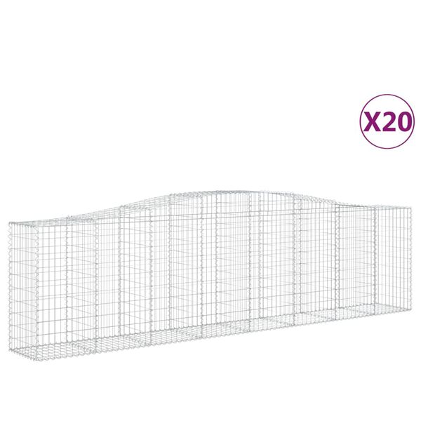 vidaXL Paniers &agrave; gabions arqu&eacute;s 20 pcs 400x50x100/120 cm Fer galvanis&eacute;
