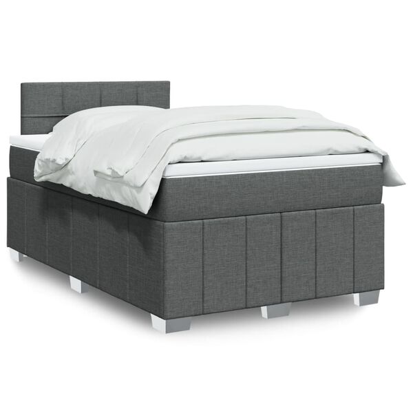 vidaXL Sommier &agrave; lattes de lit avec matelas Gris fonc&eacute; 120x200cm Tissu