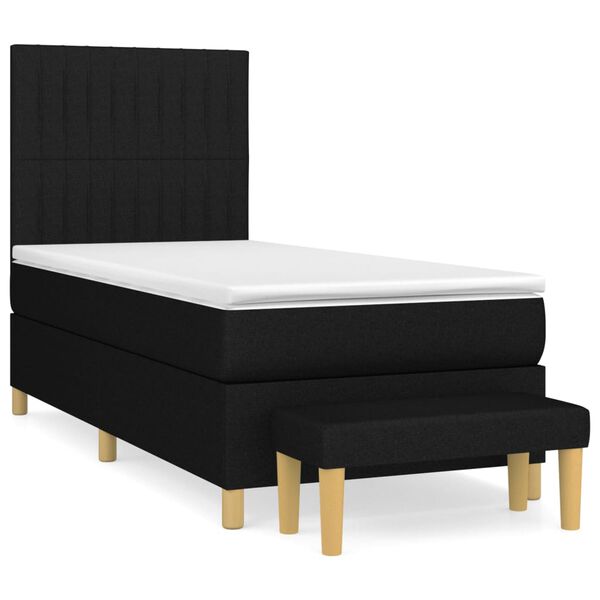 vidaXL Sommier &agrave; lattes de lit avec matelas Noir 100x200 cm Tissu
