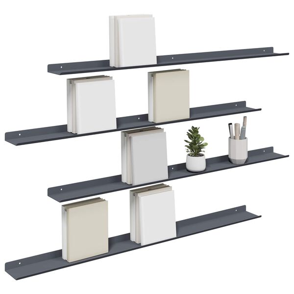 vidaXL &Eacute;tag&egrave;re flottante 4 pcs Anthracite 100 x 9 x 2,5 cm Acier