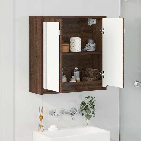 vidaXL Armoire Miroir de Salle de Bain Ch&ecirc;ne brun 60 x 20 x 60 cm