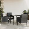 vidaXL Ensemble &agrave; manger de jardin 5 pcs noir r&eacute;sine tress&eacute;e et acier