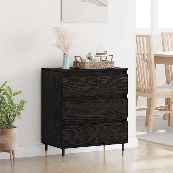vidaXL Buffet avec tiroir Ch&ecirc;ne noir 60 x 35 x 70 cm Bois d'ing&eacute;nierie