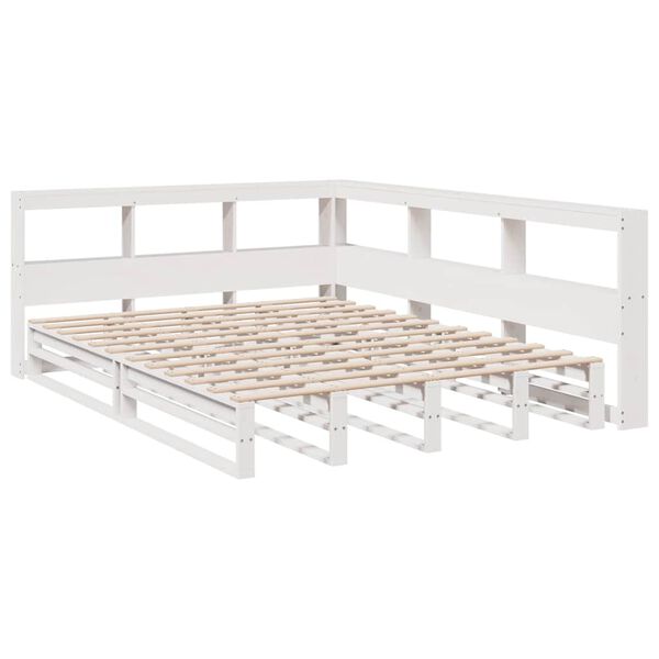 vidaXL Lit bibliothèque sans matelas blanc 150x200 cm bois pin massif
