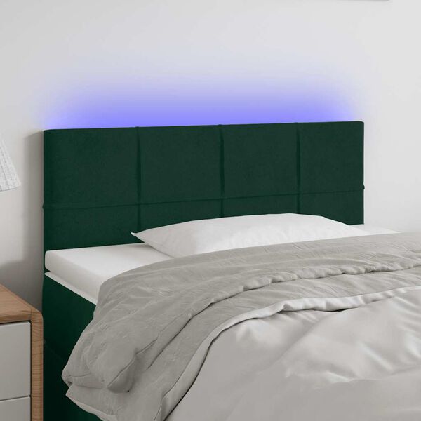 vidaXL T&ecirc;te de lit &agrave; LED Vert fonc&eacute; 80x5x78/88 cm Velours