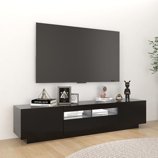 vidaXL Meuble TV avec lumières LED Noir 180x35x40 cm